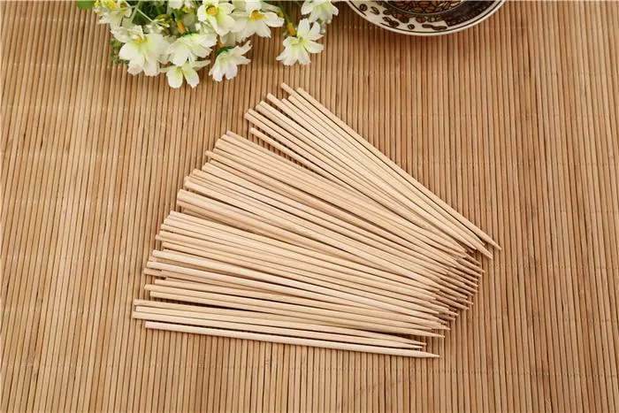 1107 Camping Wooden Color Bamboo BBQ Skewers Barbecue Shish Kabob Sticks Fruit Kebab Meat Party Fountain Bamboo BBQ Sticks Skewers Wooden (30cm)