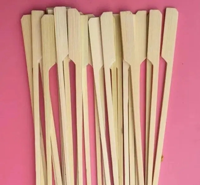 1200 PCs 18cm Bamboo Sticks Paddle Skewers BBQ Fruit Kebab Cocktail High Quality