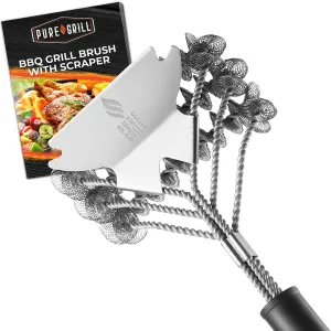 18" Stainless Steel Bristle Free Grill Brush & Scraper by Pure Grill