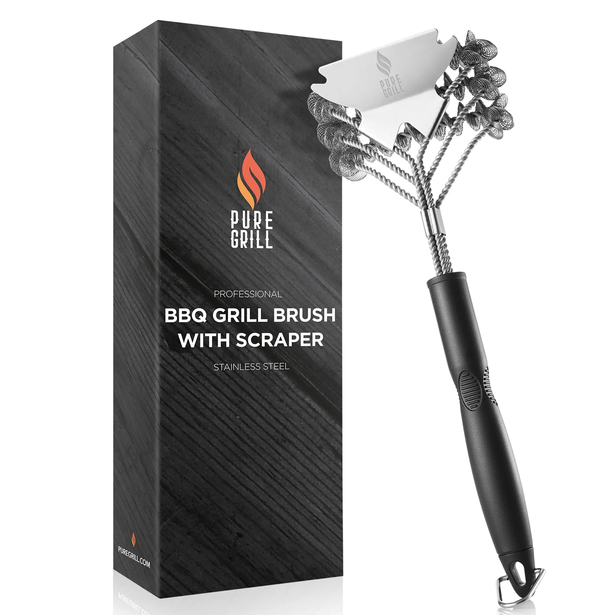 18" Stainless Steel Bristle Free Grill Brush & Scraper by Pure Grill