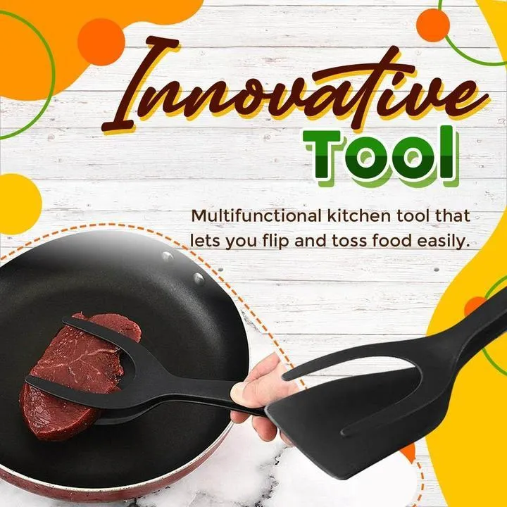 2-in-1 Grip Flip Tongs - Versatile Egg and French Toast Kitchen Accessories