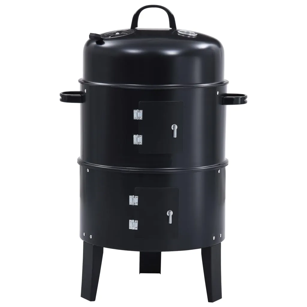 3-in-1 Charcoal Smoker BBQ Grill 40x80 cm