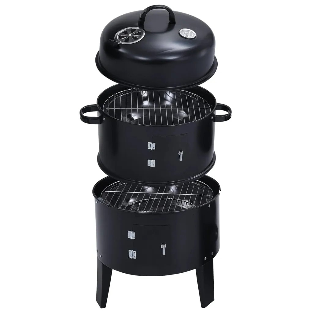 3-in-1 Charcoal Smoker BBQ Grill 40x80 cm