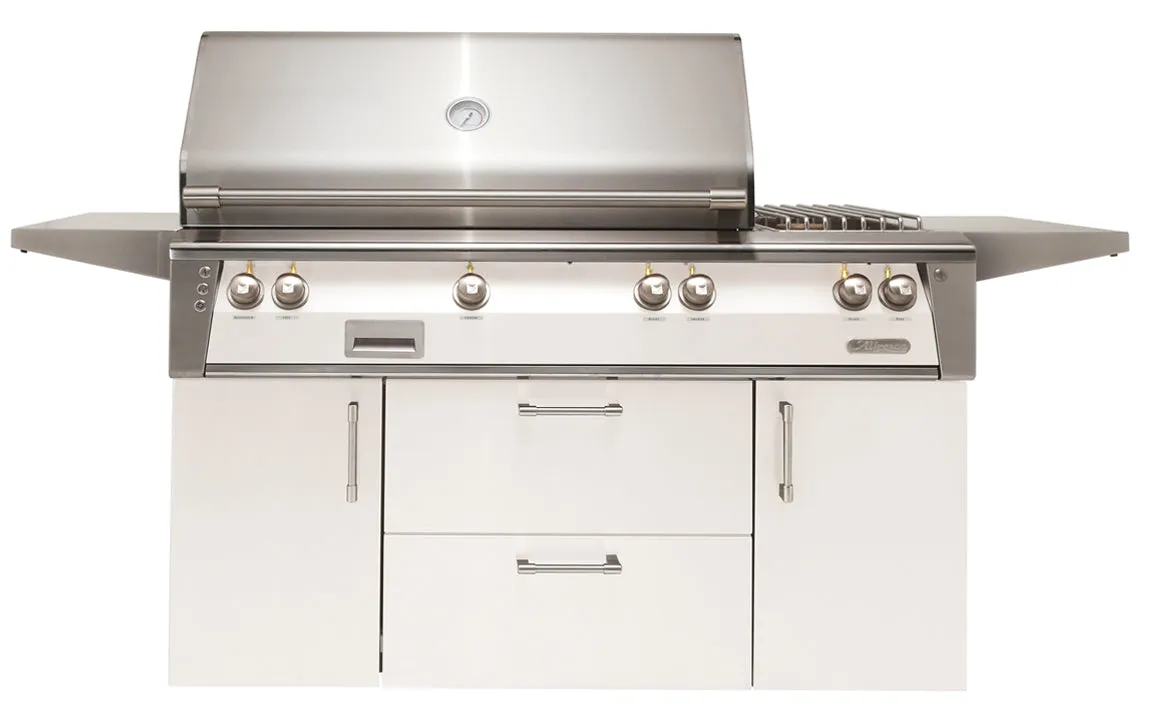 Alfresco 56-Inch Freestanding Grill with Side Burner and Rotisserie