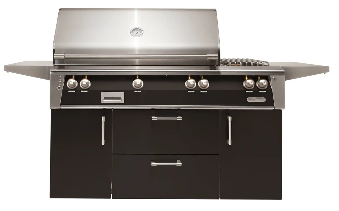 Alfresco 56-Inch Freestanding Grill with Side Burner and Rotisserie