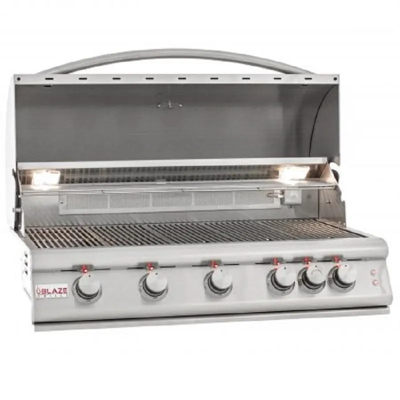 Blaze 40" Premium LTE 5-Burner Gas Grill with Rear Burner and Built-in Lights - LP