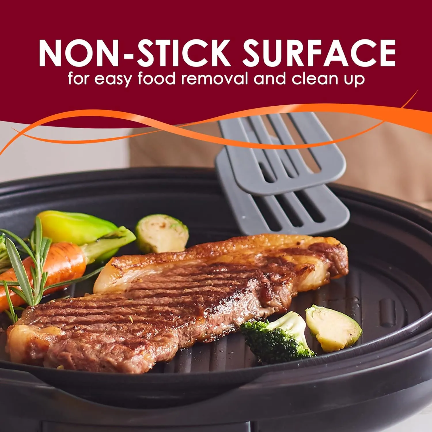 Electric Indoor Nonstick Grill, Dishwasher Safe, Cool Touch, Fast Heat Up Ideal Low-Fat Meals, Includes Tempered Glass Lid