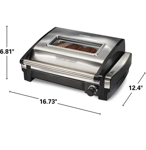 Electric Indoor Searing Grill with Viewing Window and adjustable Temperature Control to 450F, 118 sq. in.