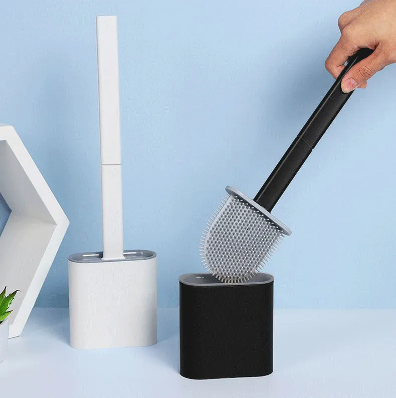 Flex Silicone Toilet Brush with Holder-Black