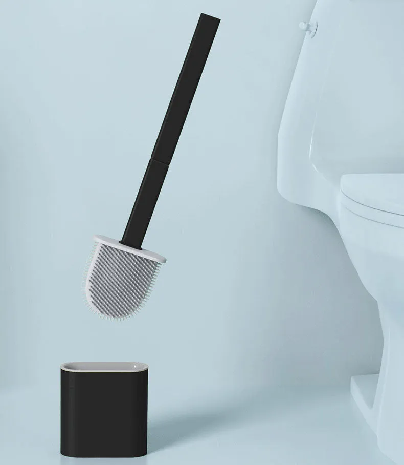 Flex Silicone Toilet Brush with Holder-Black