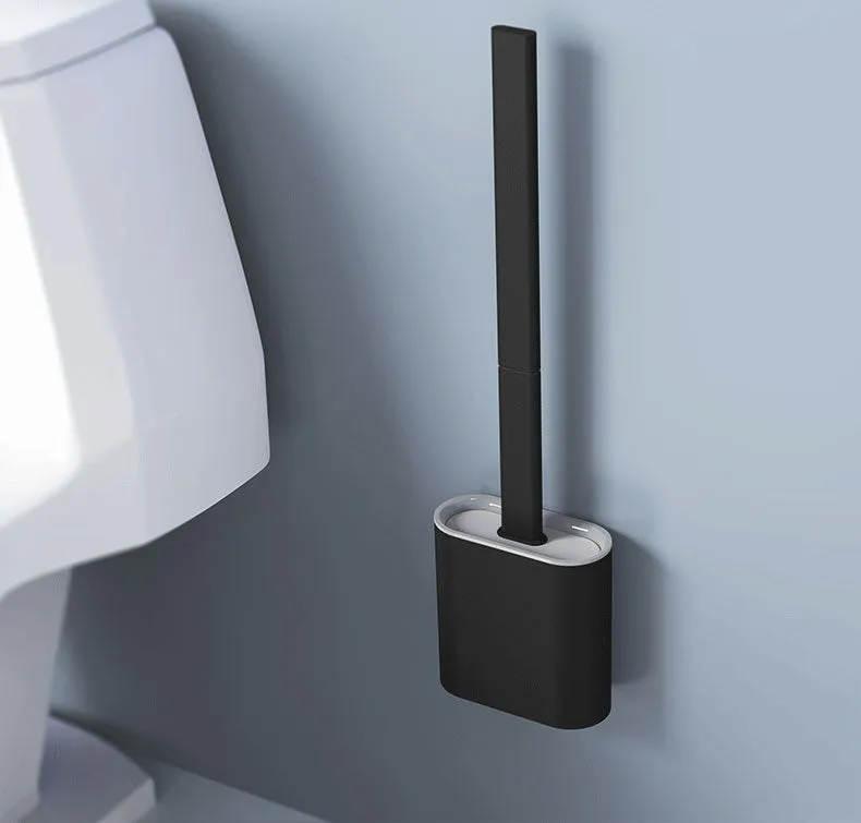 Flex Silicone Toilet Brush with Holder-Black