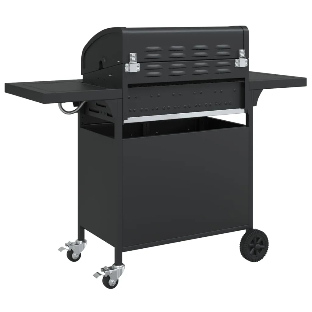 Gas BBQ Grill with 5 Burners Black Powder-coated Steel