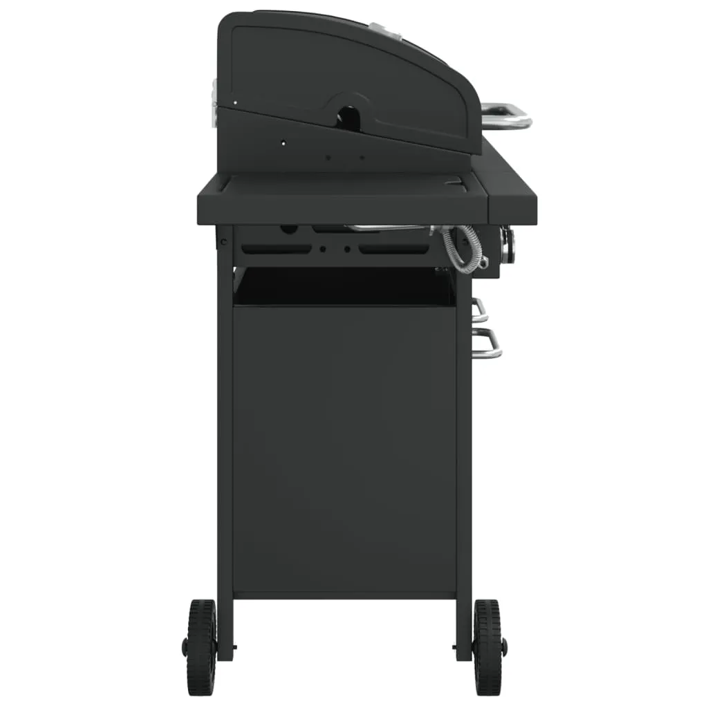 Gas BBQ Grill with 5 Burners Black Powder-coated Steel