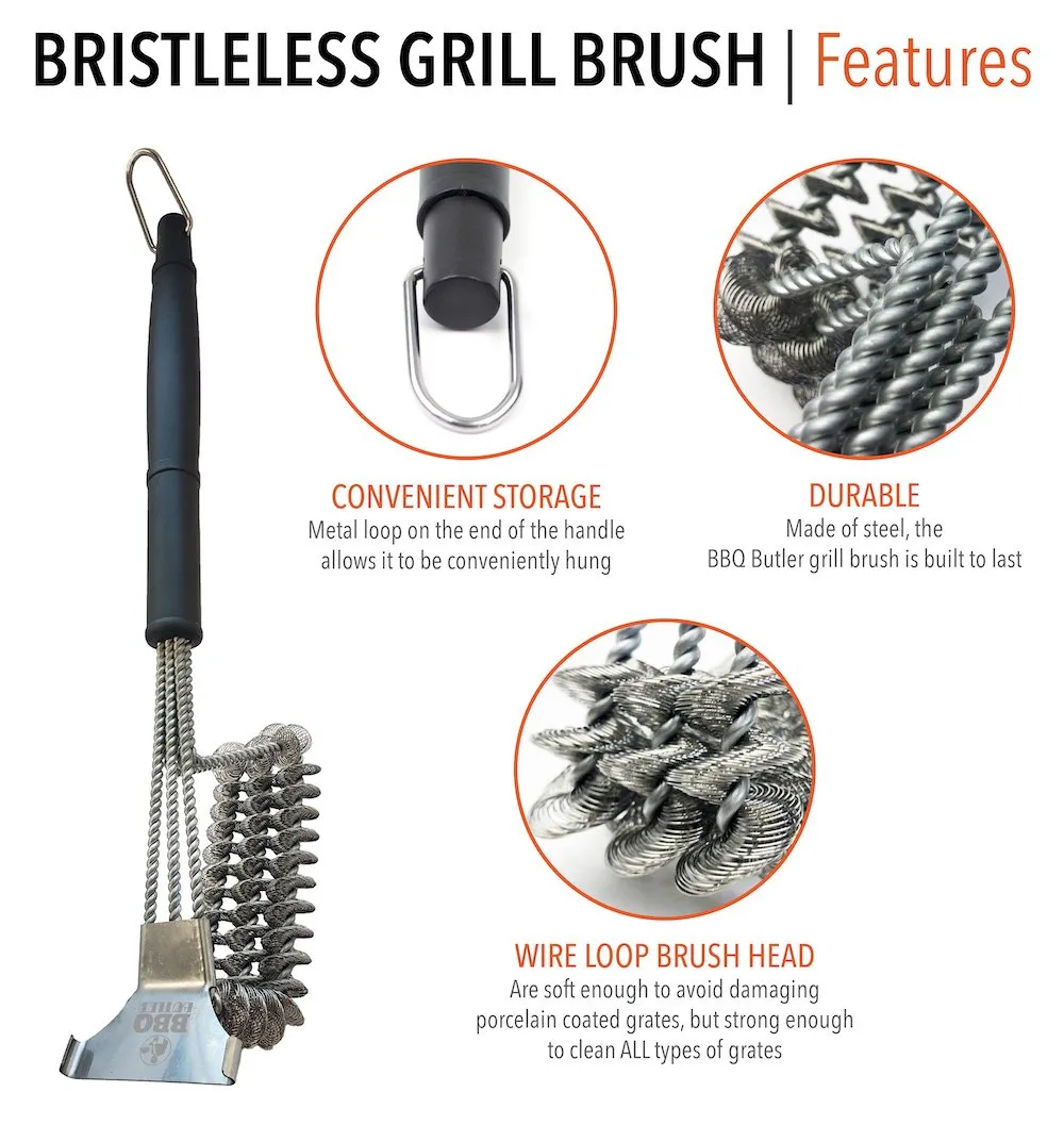 Grill Brush - Stainless Steel Coil - Bristle Free