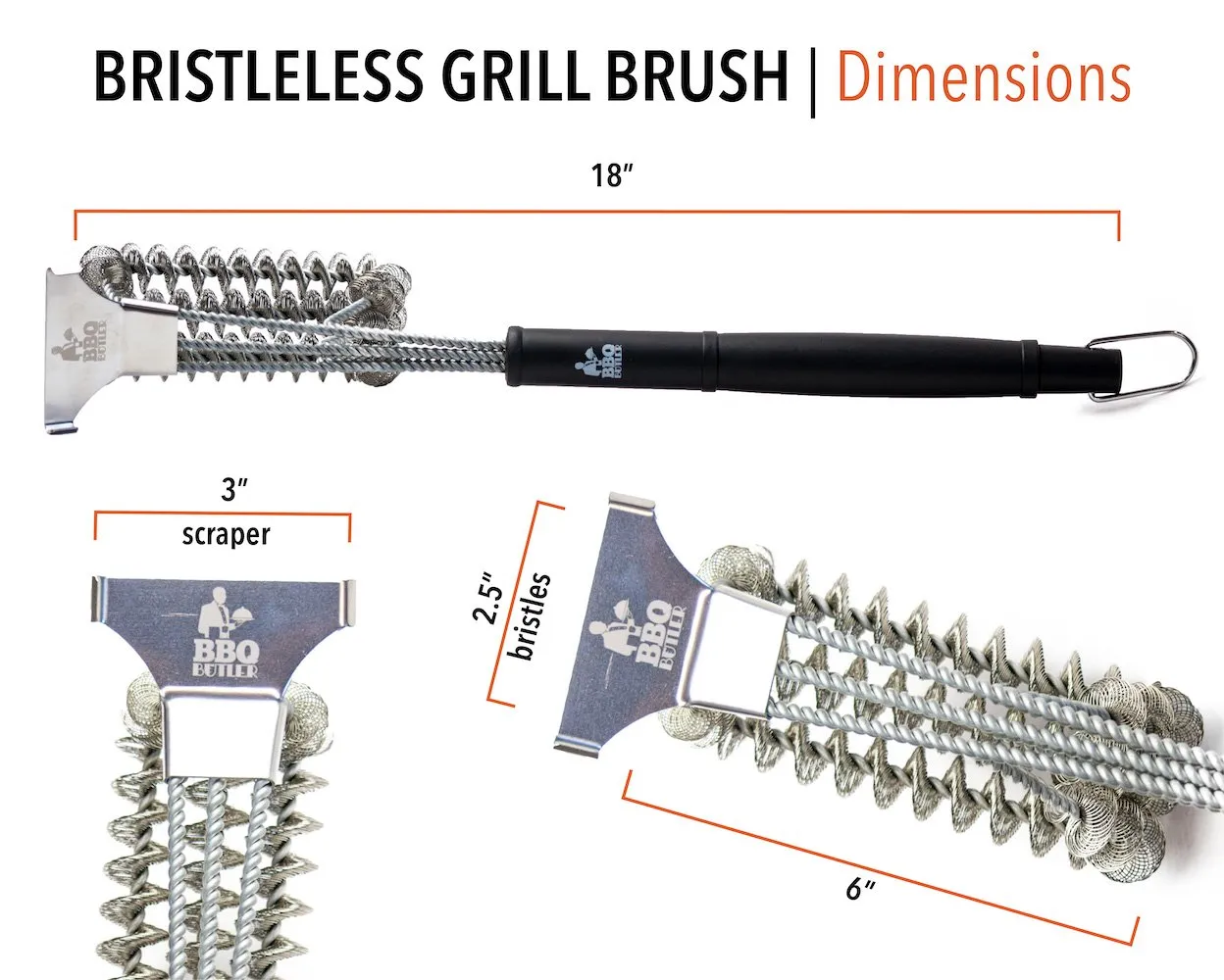 Grill Brush - Stainless Steel Coil - Bristle Free