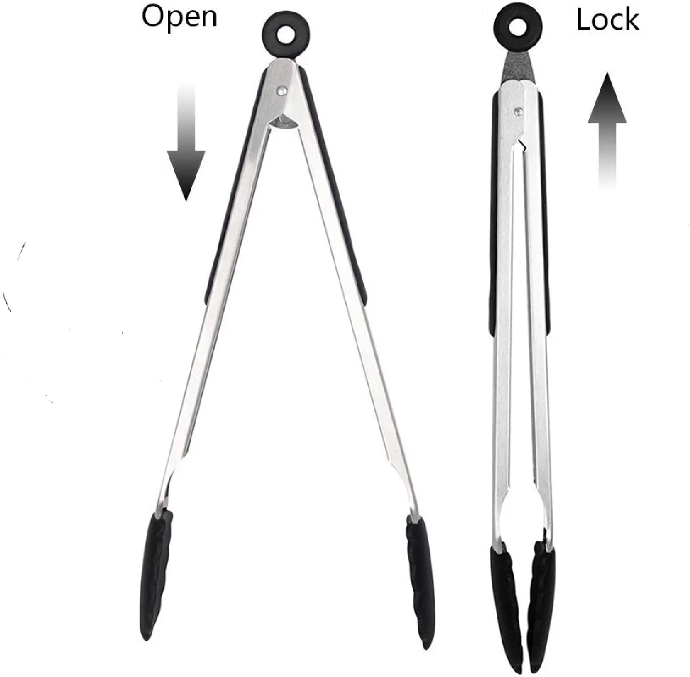 Grill Tongs Set - Grill Mat Safe - 17" & 15" BPA Free Food Grade Silicone Grill Tongs