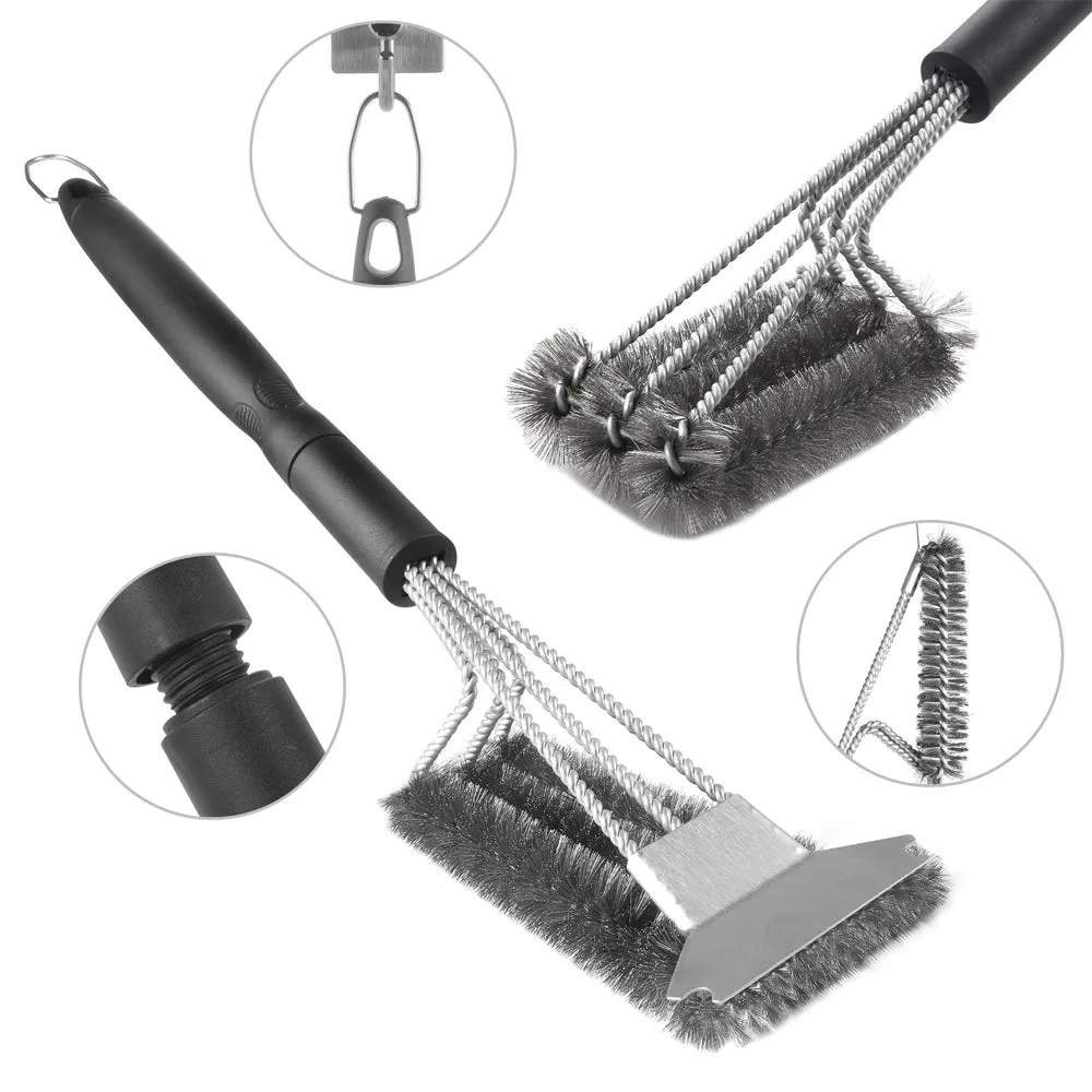 Heavy Duty Grill Brush & Scraper with Carrying Bag