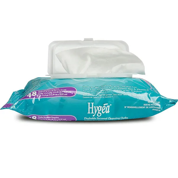 Hygea Flushable Personal Cleansing Cloth Wipes, 48/Pk