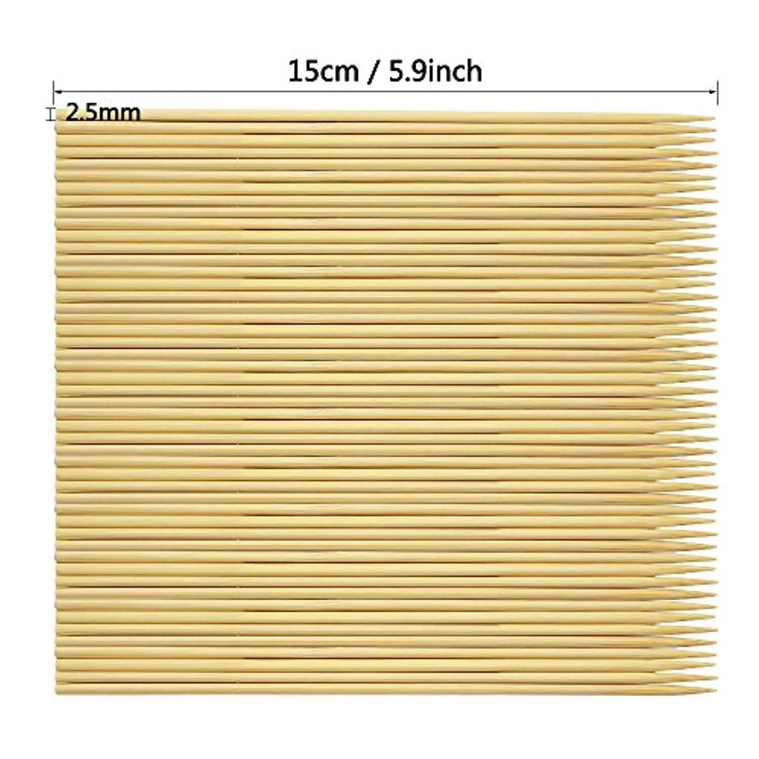 Hysagtek 400Pcs Natural Wooden Bamboo Skewers Sticks for BBQ Fruit Cocktail Chocolate Fountain Fondue Appetizer Kabob Grilling Barbecue Crafting and Party 15cm