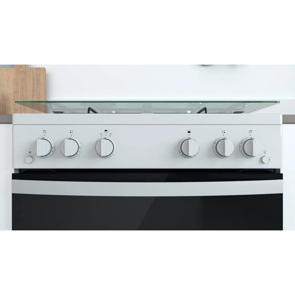 Indesit ID67G0MCWUK 60cm Gas Cooker in White Double Oven Gas Hob