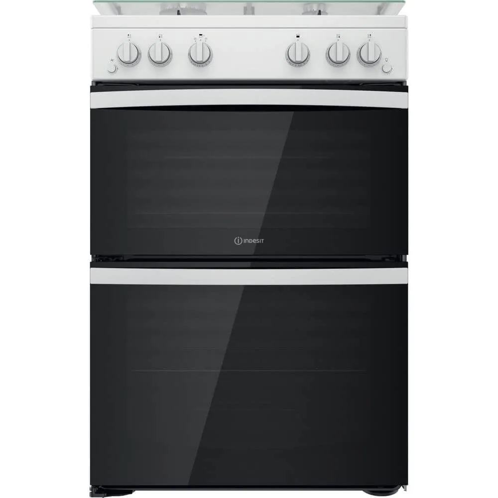 Indesit ID67G0MCWUK 60cm Gas Cooker in White Double Oven Gas Hob