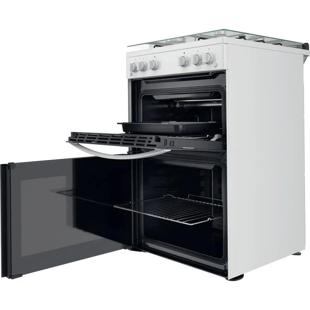 Indesit ID67G0MCWUK 60cm Gas Cooker in White Double Oven Gas Hob