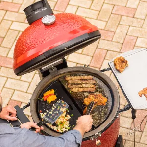 KAMADO JOE CLASSIC 1 RED W/CART & SIDE SHELVES