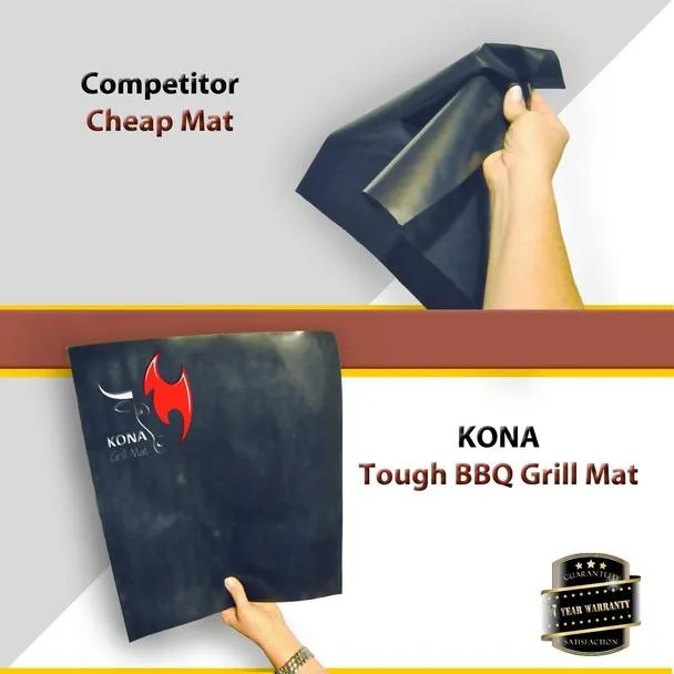 KONA XXL BBQ Grill Mats & Griddle Sheets - Set of 2 Very Large 36 inch X 25 inch Non Stick Cooking Liners, Cut to Desired Size