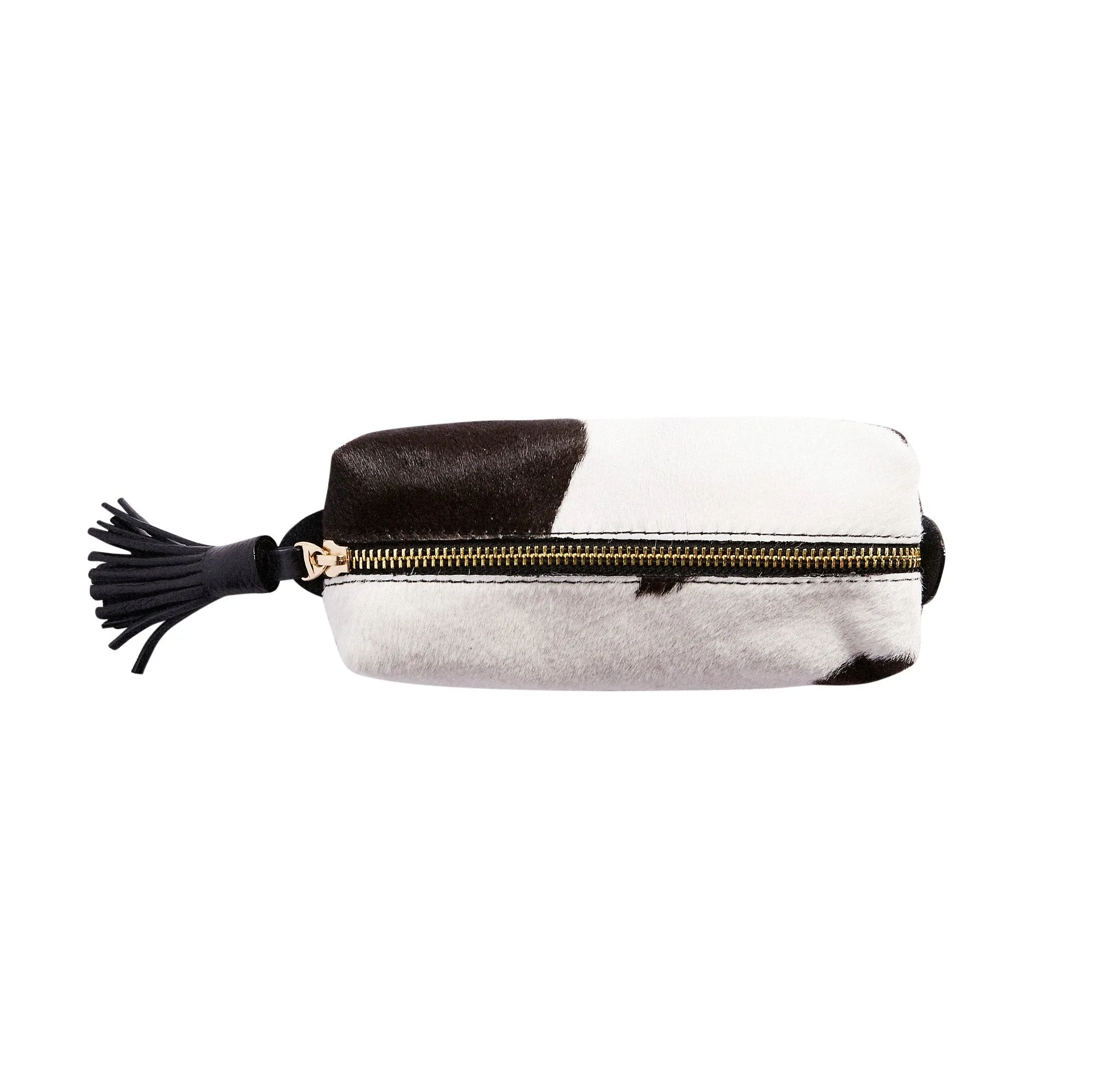 Make up Bag Black and White Cowhide