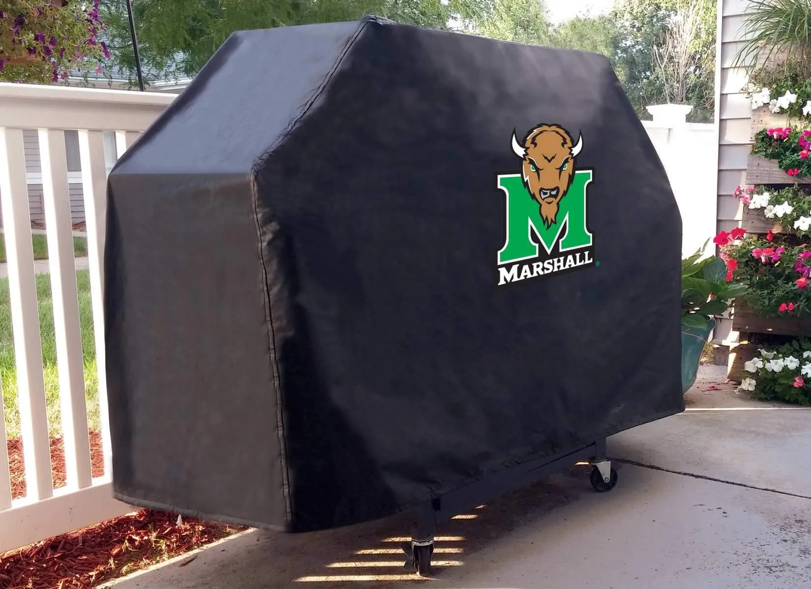 Marshall Thundering Herd HBS Black Outdoor Heavy Duty Vinyl BBQ Grill Cover