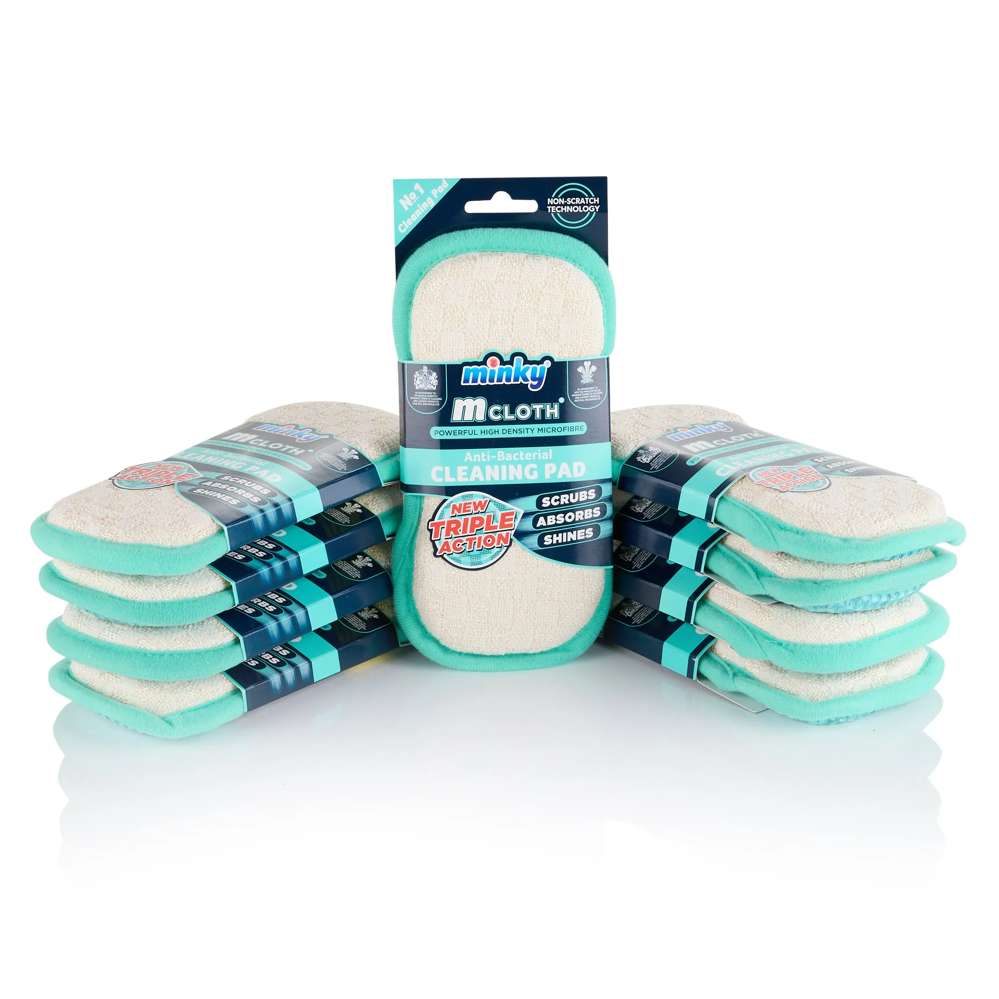 Minky Mcloth® Anti-Bacterial Triple Action Cleaning Pad Pack of 9