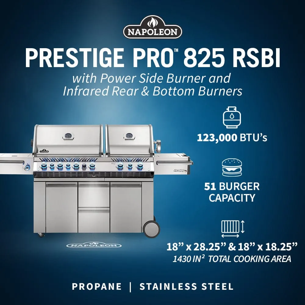 Napoleon Prestige PRO 825 RSIB BBQ with Side Burner, Infrared Rear & Bottom Burners PRO825RSBI-3