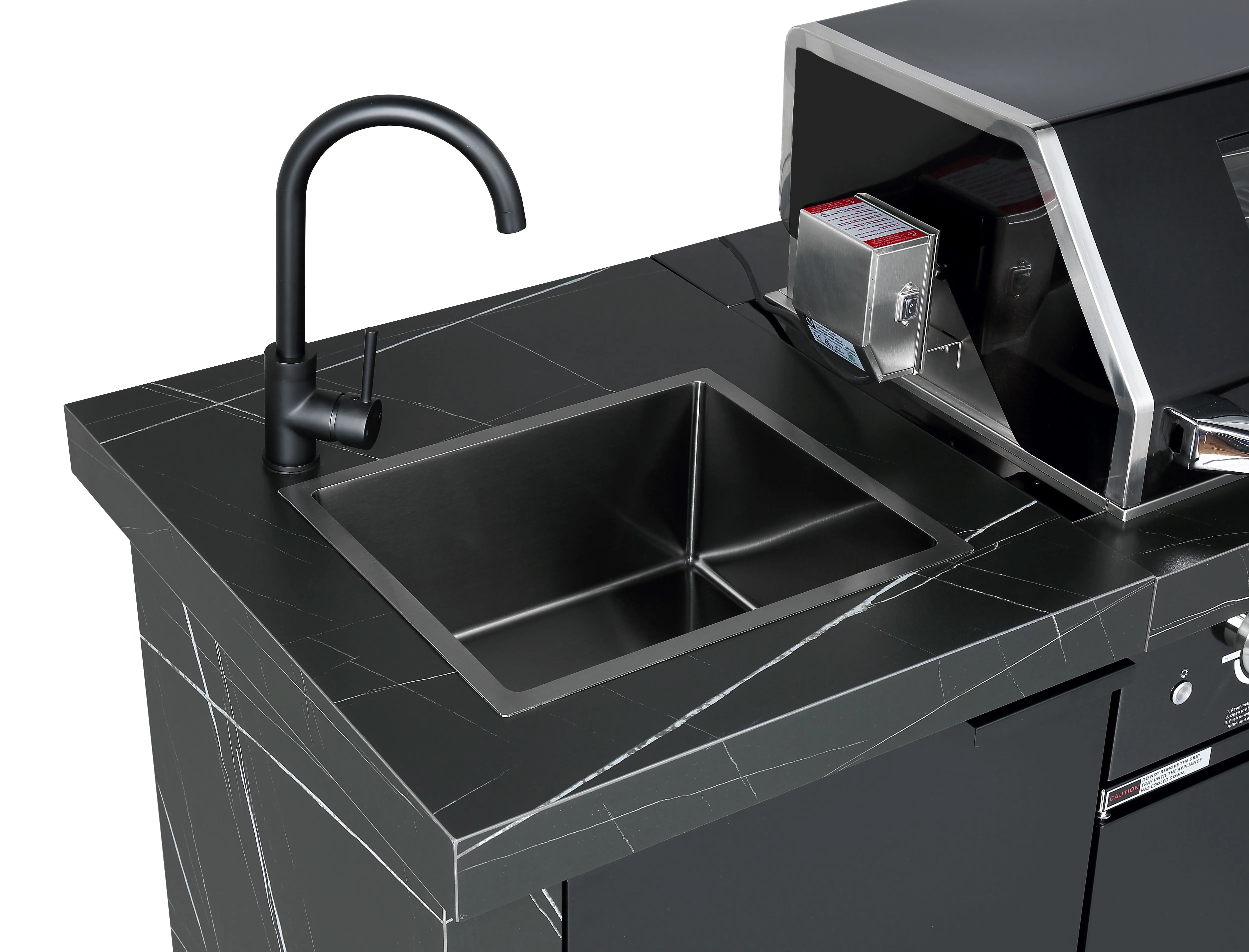 Rockpool Black 6B   188L Kegerator : Designer Outdoor Kitchen BBQ Package Inc Wok Burner, Fridge, Sink, Rotisserie & BBQ Covers.