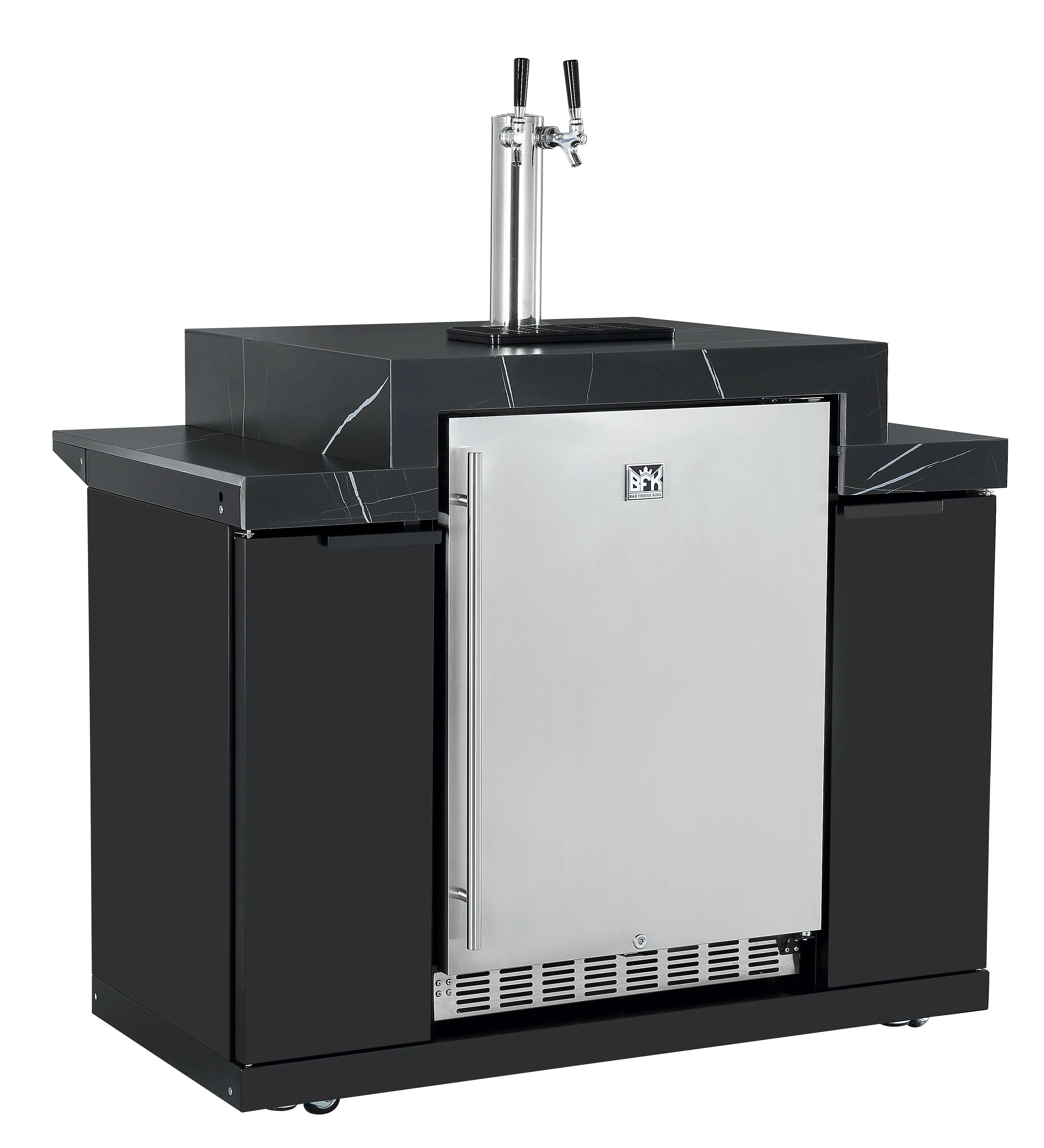 Rockpool Black 6B   188L Kegerator : Designer Outdoor Kitchen BBQ Package Inc Wok Burner, Fridge, Sink, Rotisserie & BBQ Covers.