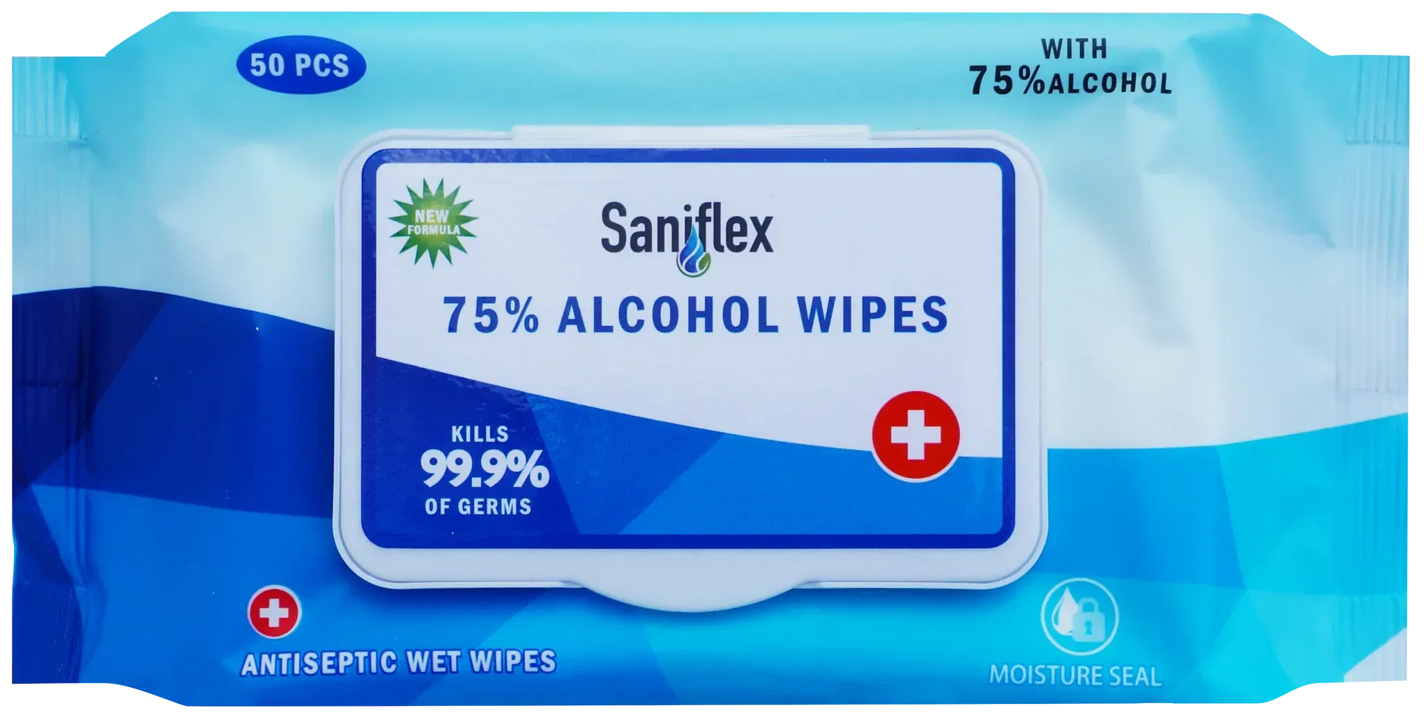 Saniflex 75% Alcohol Sanitary Wipes - 50 pack (Bulk x50 packets)