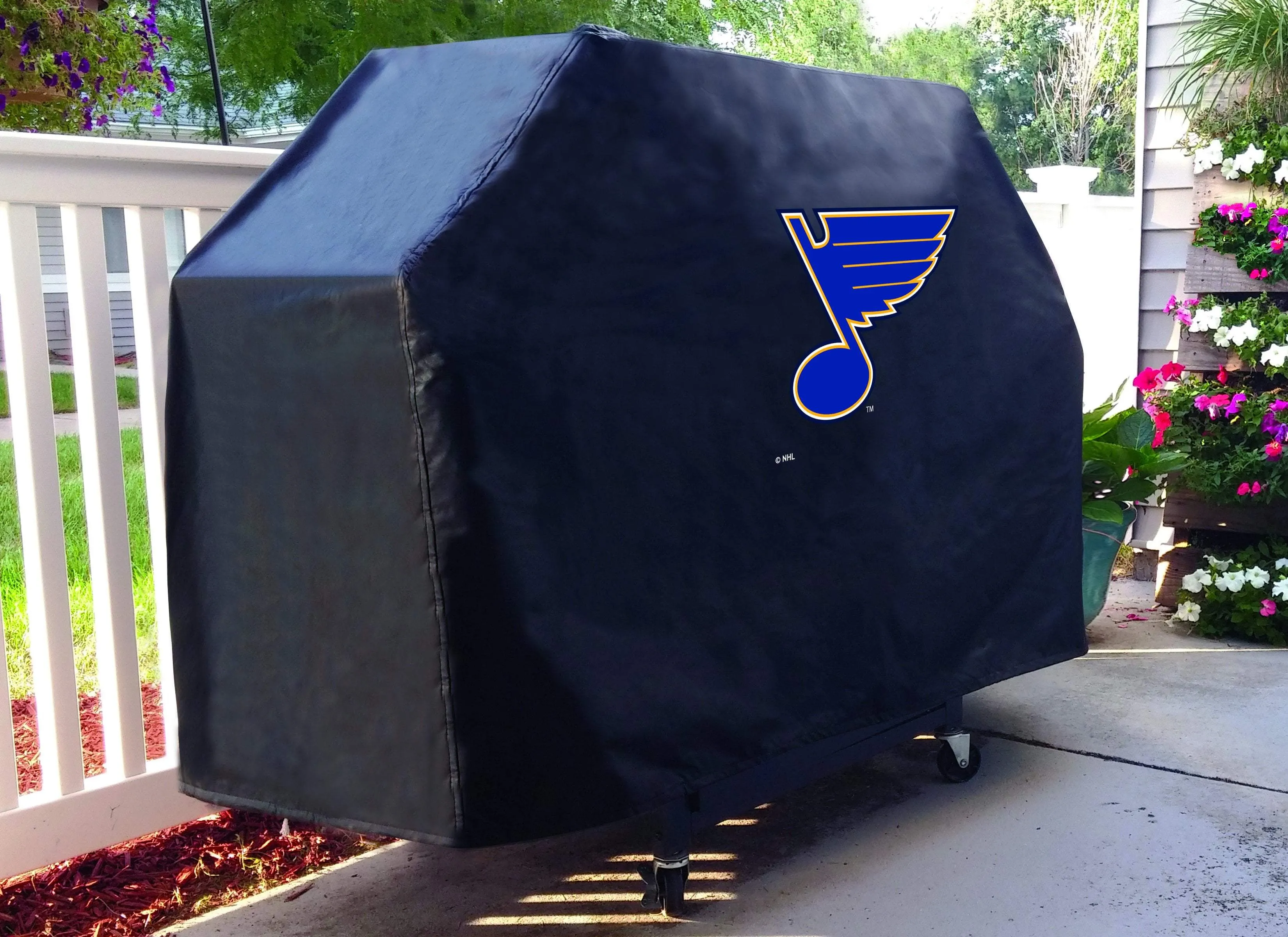 St. Louis Blues HBS Black Outdoor Heavy Duty Breathable Vinyl BBQ Grill Cover