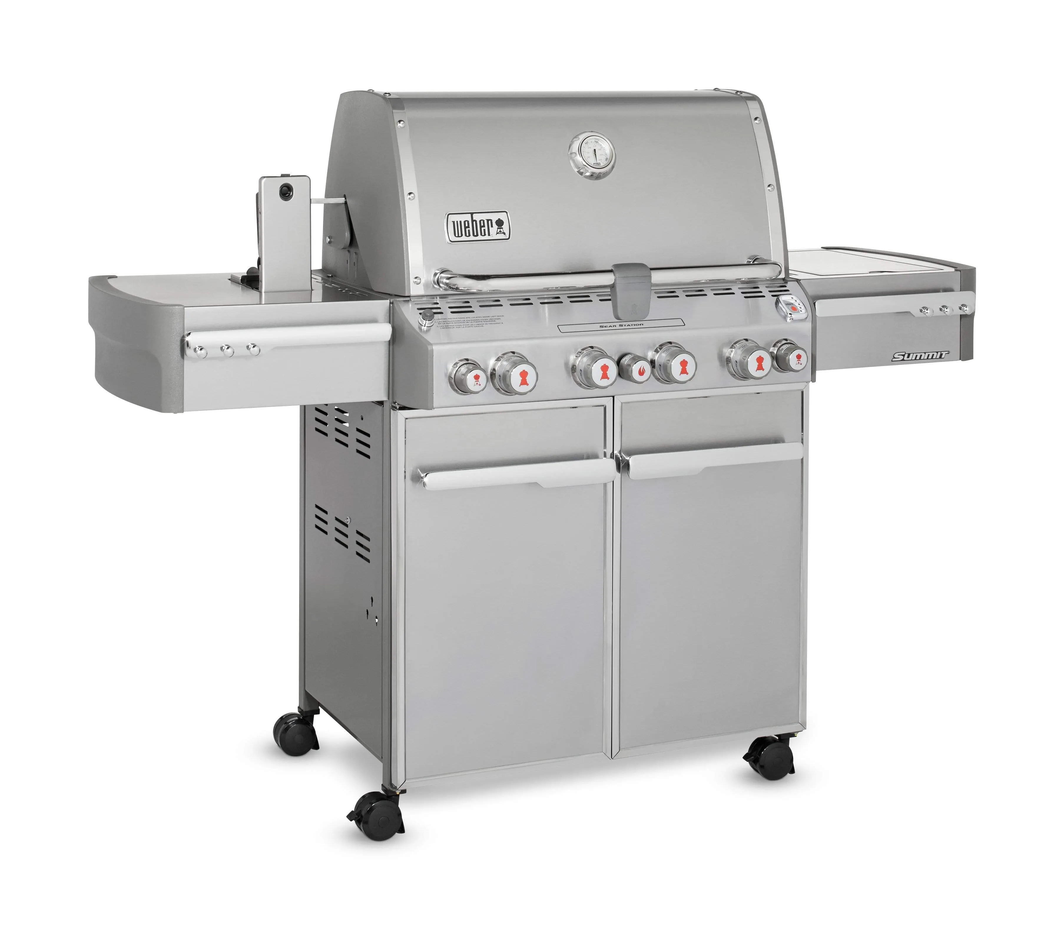 Weber Summit S-470 4-Burner BBQ in Stainless Steel with Sear Zone, Side Burner, Rotisserie Kit & Stainless Steel Cooking Grates