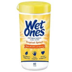 Wet Ones Antibacterial Hand Wipes Tropical Splash Scent 40 Count