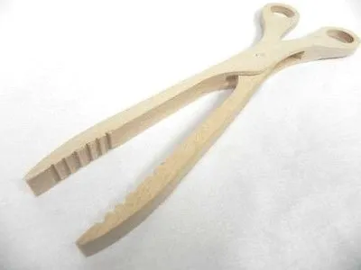 Wooden BBQ Grill Tongs Scissors Serving Tongs 28cm