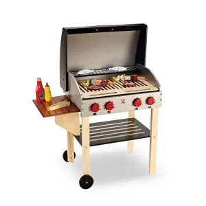 Wooden Kitchen Pretend Play BBQ Set Toy Kids Toddlers Cooking Home Children Food